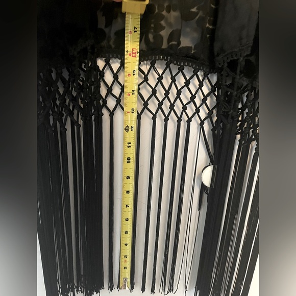 Goth Fringe Velvet Floral Kimono - Picture 6 of 10